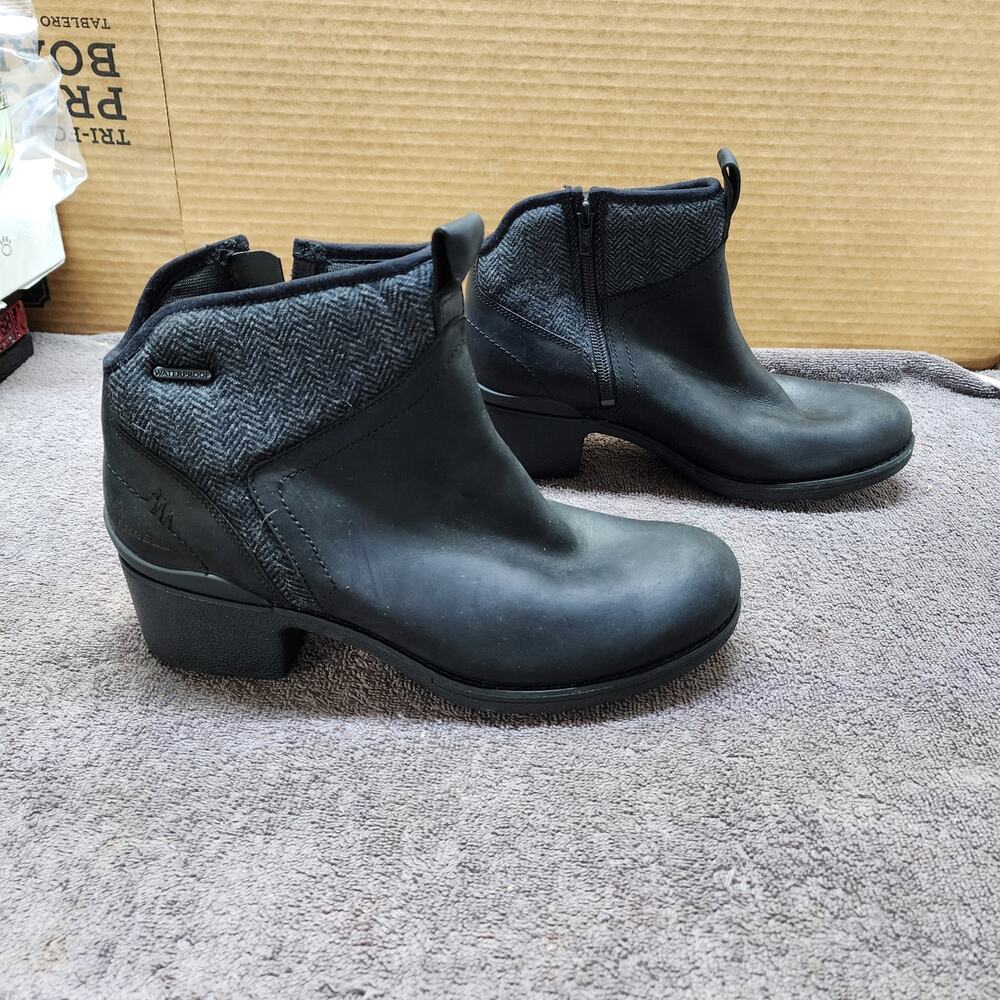 Merrell Chateau II Mid Pull Waterproof boots women size 9.5 black b51